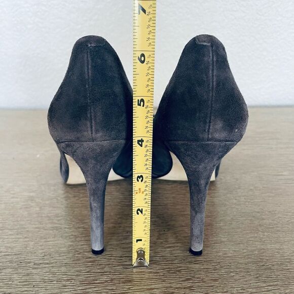 Enzo Angiolini Gray Suede Ruffle Toe High Heels Stilettos 8.5 - Picture 3 of 7